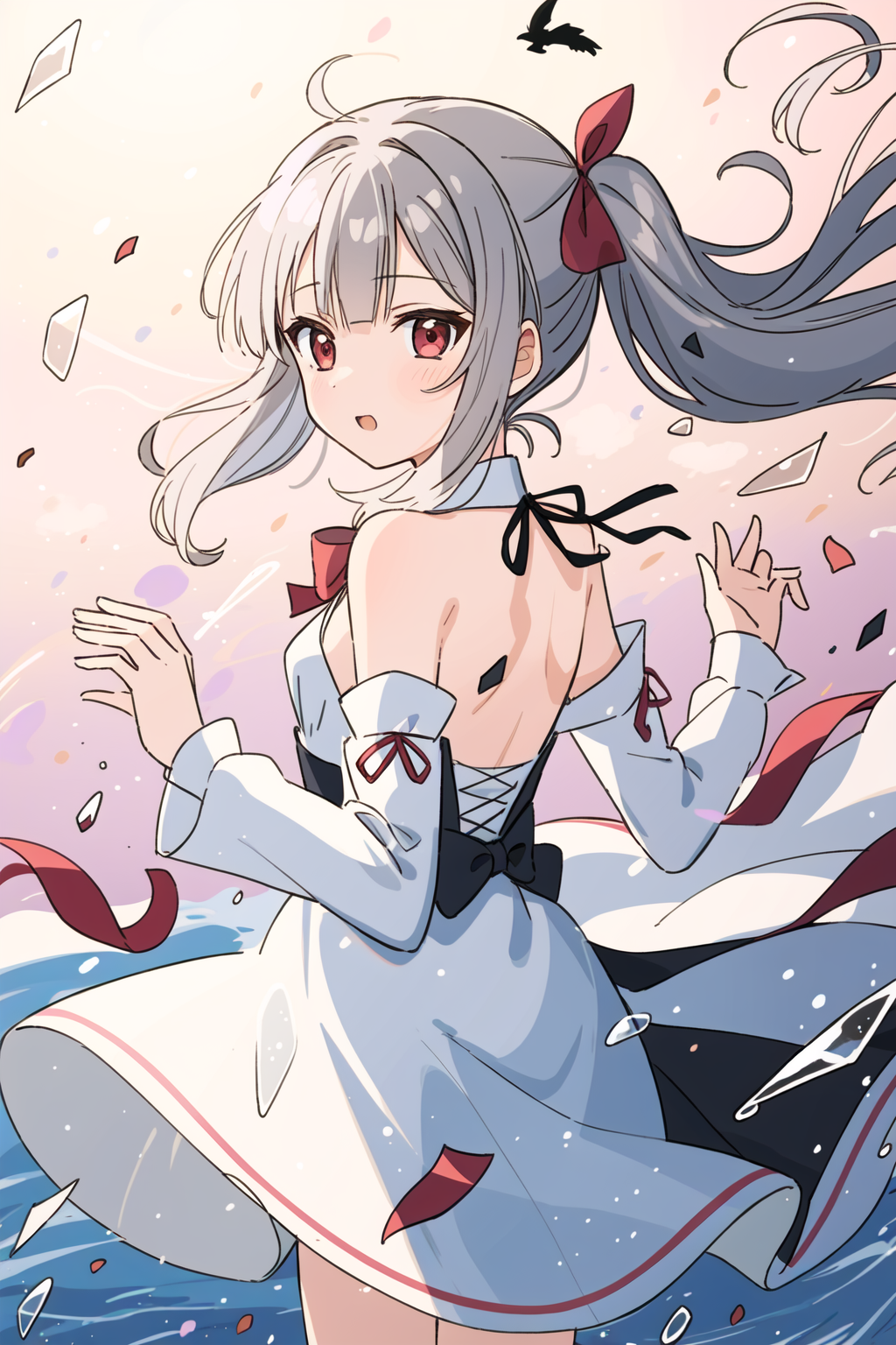 21873-369619132-Brilliant light and shadow,Back lit,1girl, side blunt bangs,hairs between eyes,Red eyes,delicate face, ribbons,White Dress, bowt.png